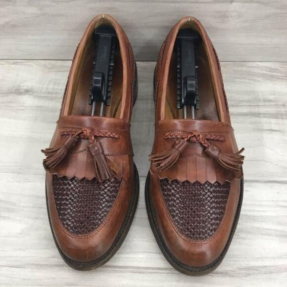 Allen Edmonds Loafers Mens 9B Cody Brown Leather tassel Woven Slip On Shoes main image 10